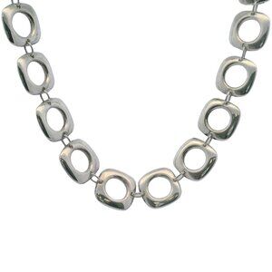 Tiffany & Co 925 Sterling Silver Square Cushion Link Toggle 17" Necklace